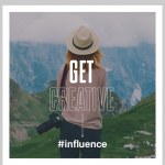building instagram influence photo with woman holding her camera in the mountains #instabranding