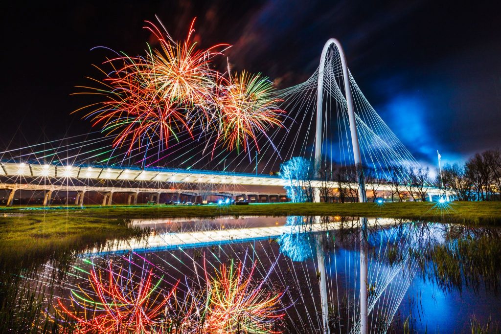 fireworks over margaret hunt bridge dallas texas sandy hibbard creative marketing blog