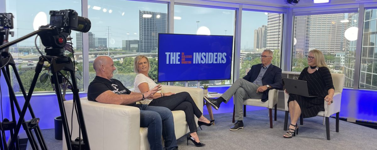 the kocher team from keller williams on the set of the insiders on real estate and marketing with host sandy hibbard and cohost marc miller