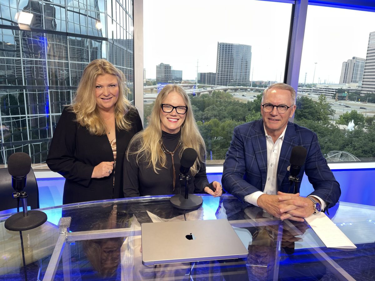 on the set of the INSIDERS on real estate and marketing sandy hibbard host with her co host marc miller and their guest susan redding